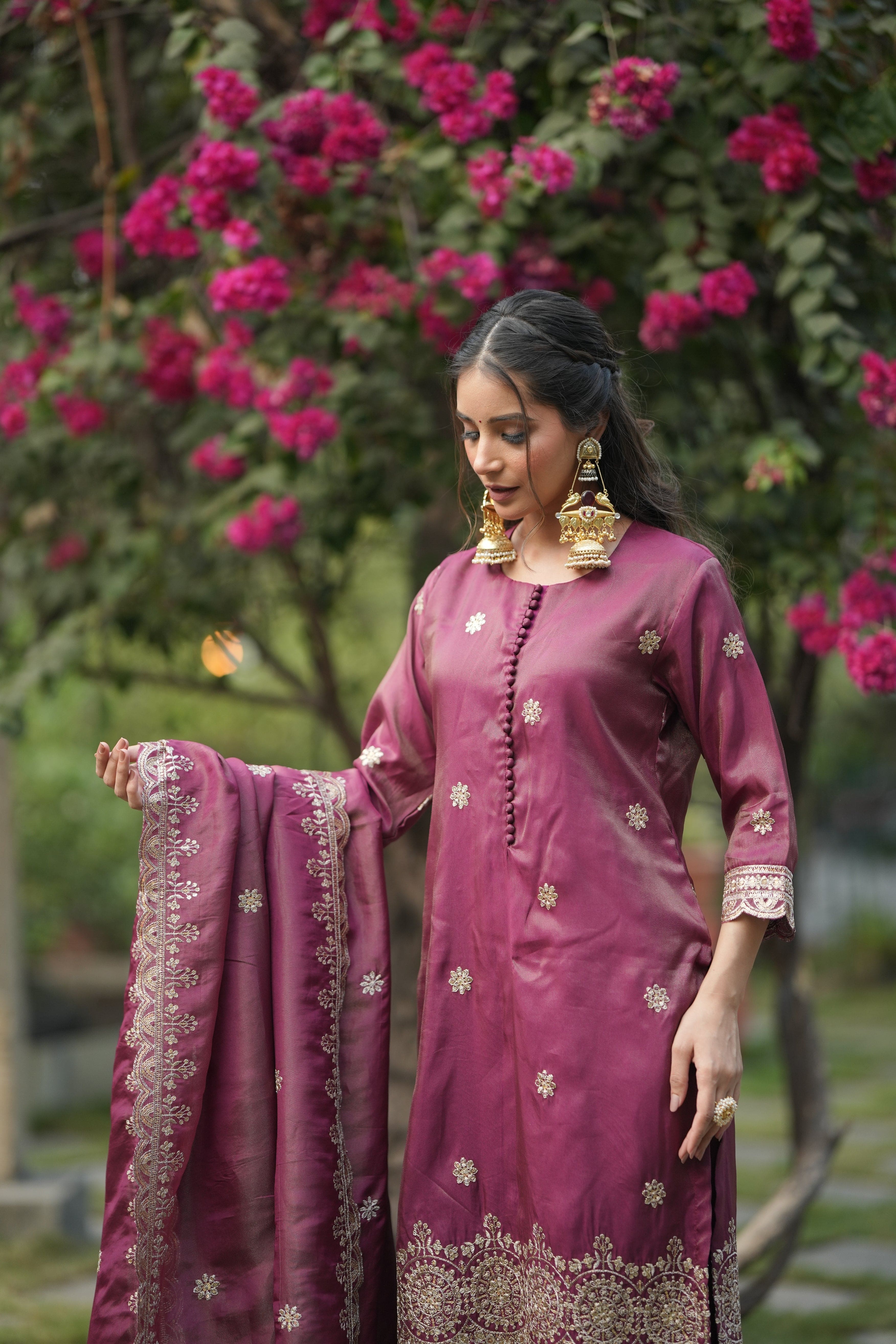 Regal Maroon Sitara Kurta Set  Festive Occasion